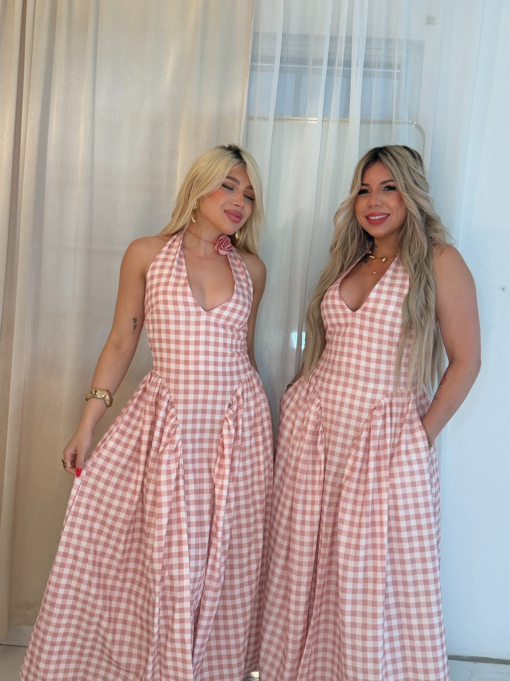 Ginham pink dress