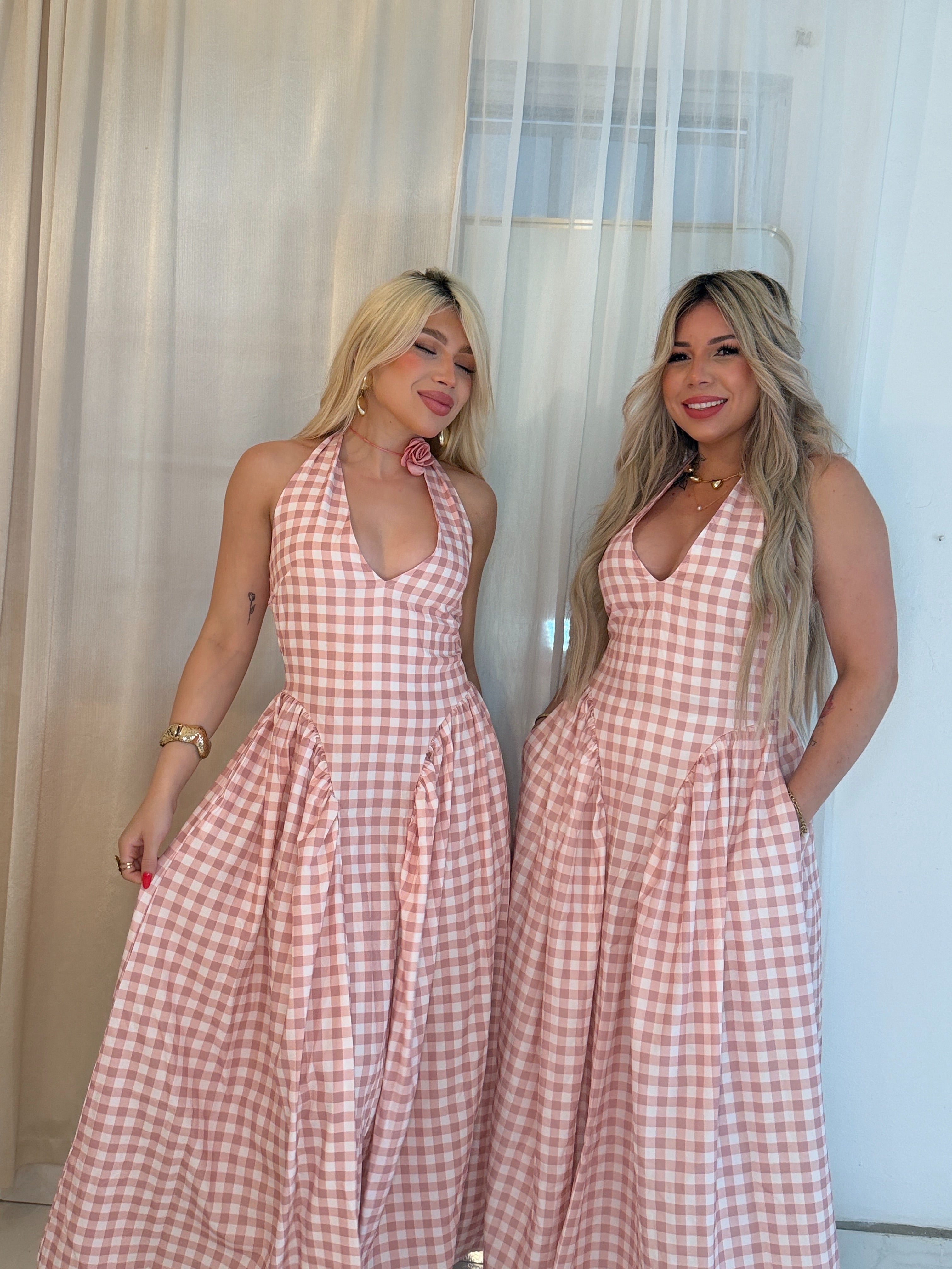 Ginham pink dress