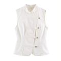 Riviera White Vest — chaleco blanco estructurado de Velvet Boutique, vista frontal de la pieza